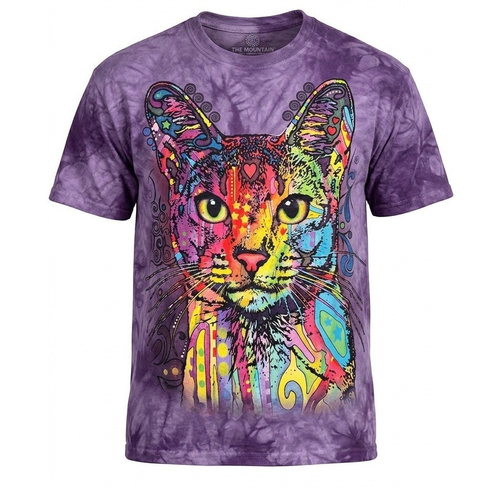 The Mountain Dean Russo Psychedelic Cat Tie Dye T-Shirt Purple Mens Small S